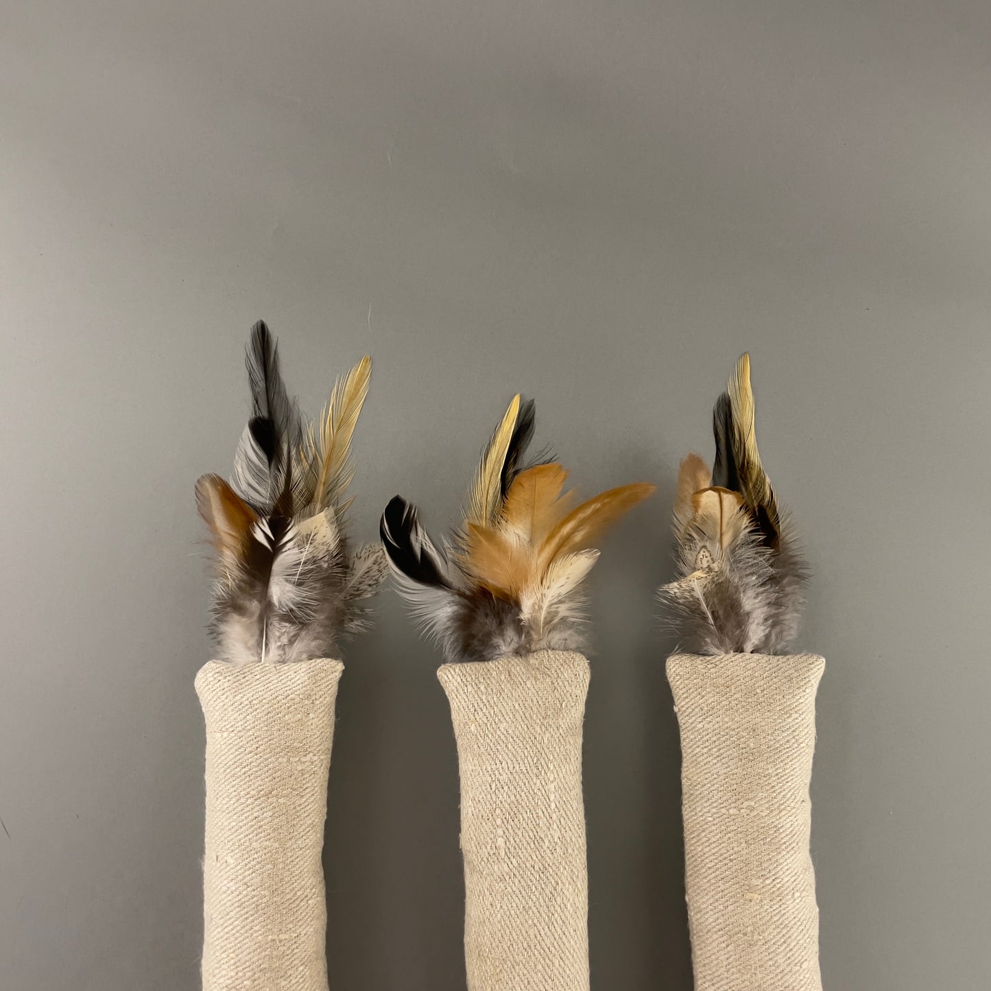Hemp fabric & feathers kicker toy