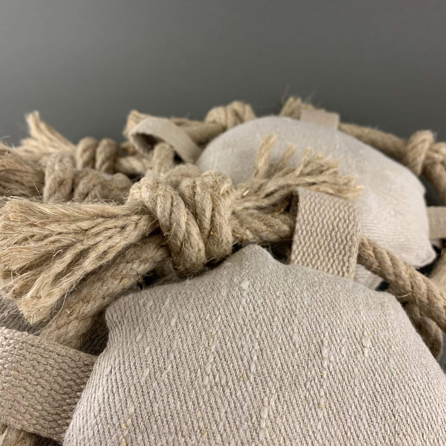 hemp farbic and hemp rope natural dog toy