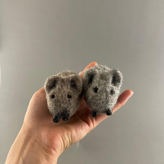 Handmade cat wool mouse, soft felted kitten toy