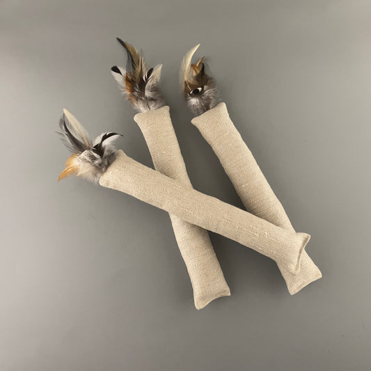 Hemp fabric & feathers kicker toy