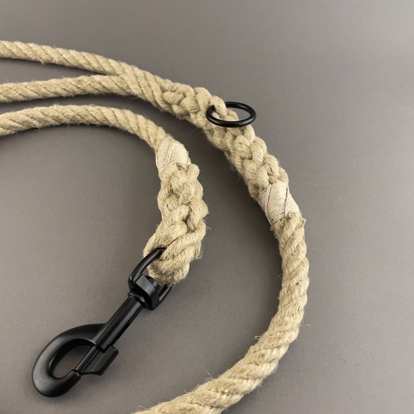 Hemp Rope Dog Leash with custom twine accents