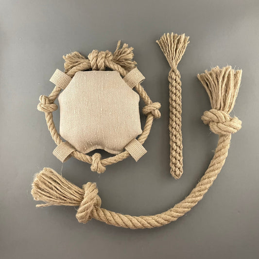 Fun and natural hemp toy set with three toys