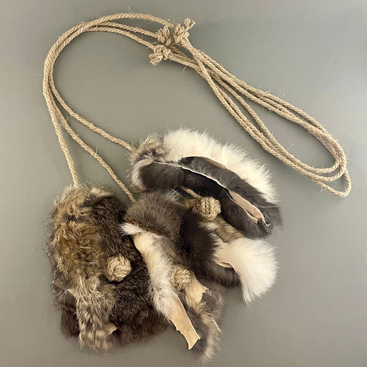 Set of 2 Rabbit Fur & Hemp Cat Toys