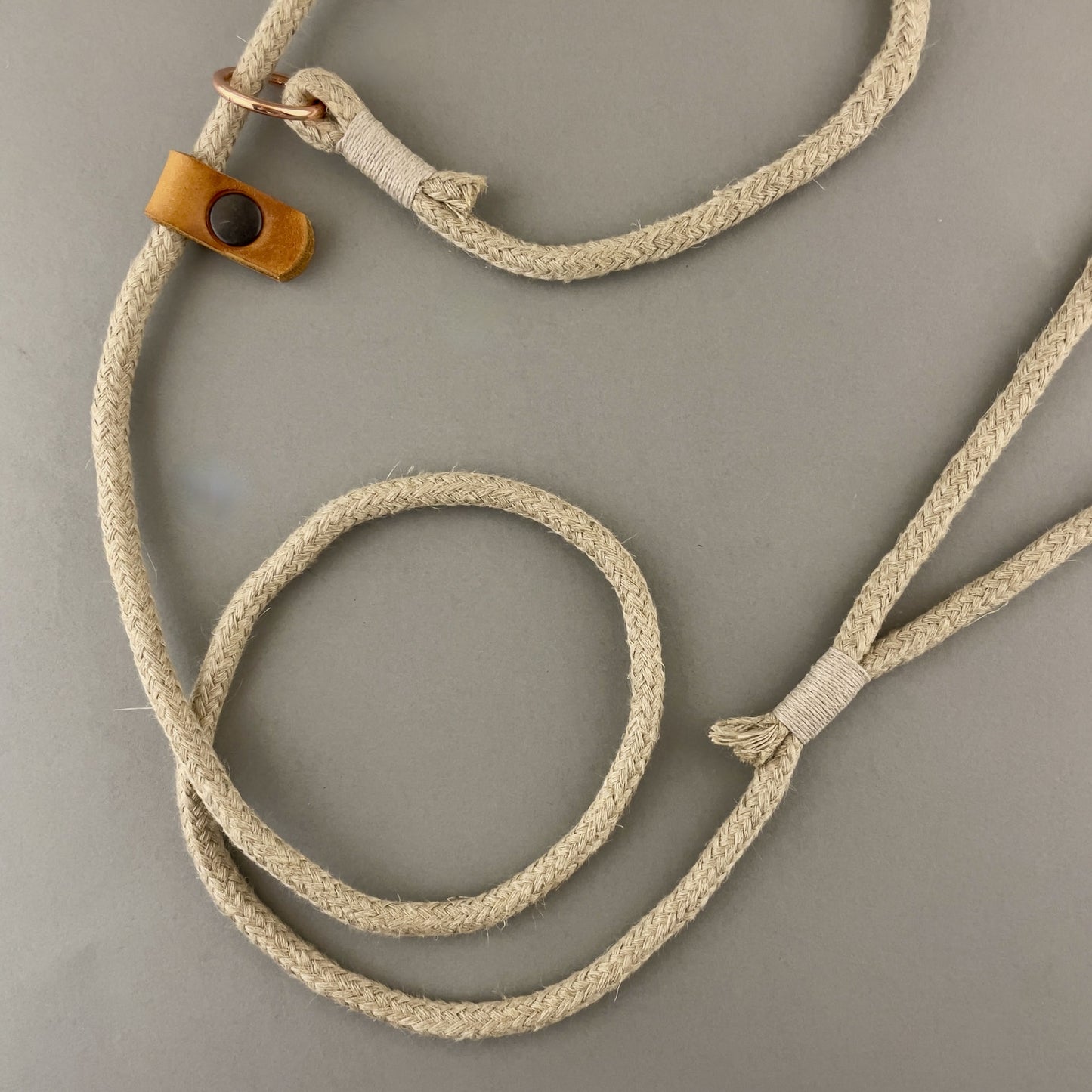 Hemp Slip Leash with Leather Stopper