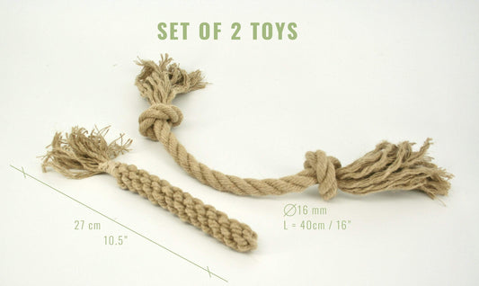 set of organic hemp dog toys