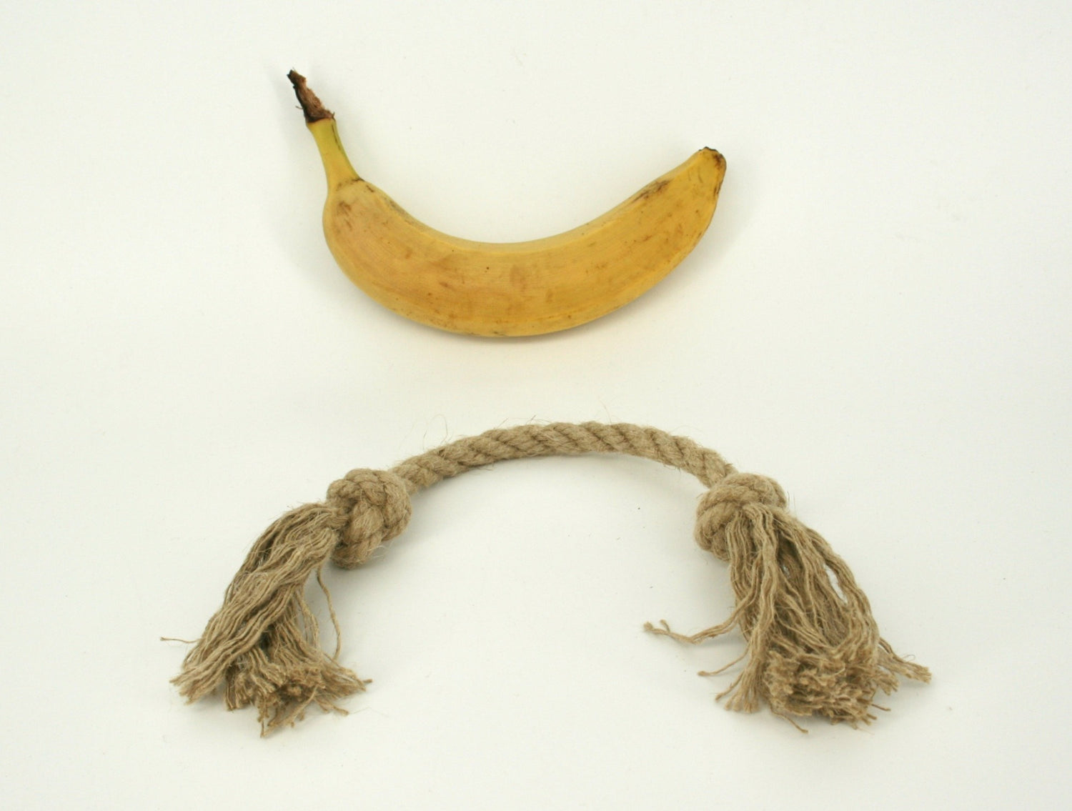 Small hemp rope dog toy banana for comparison