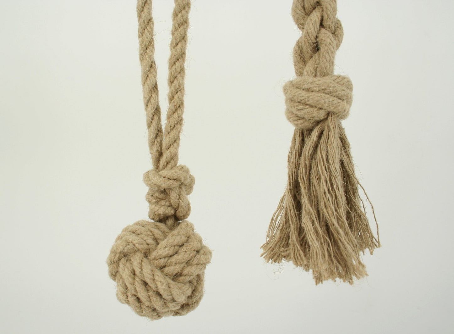 closeup of hemp dog toys