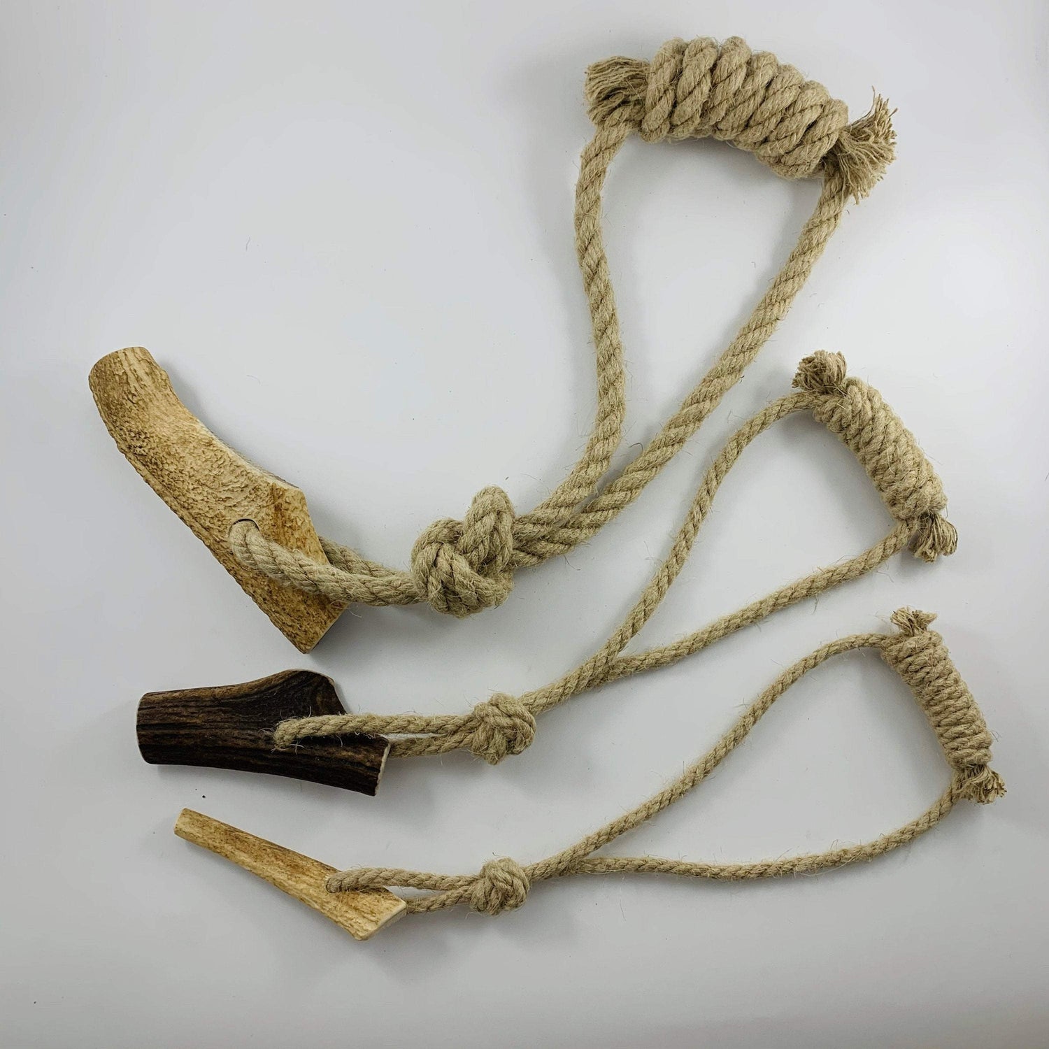size options for hemp and antler toy for dogs
