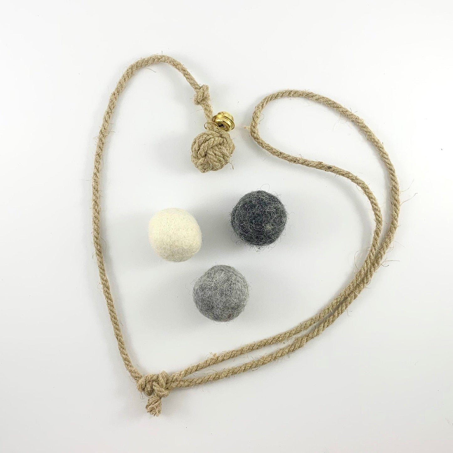 natural wool balls and hemp toy for cats